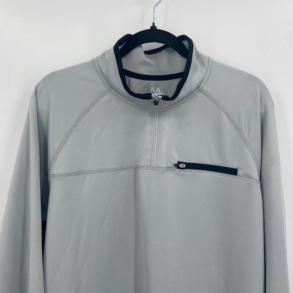 FILA Men's Light Gray Black 1/4 Zip Lightweight Pullover Athletic Top Size XXL - Picture 3 of 6